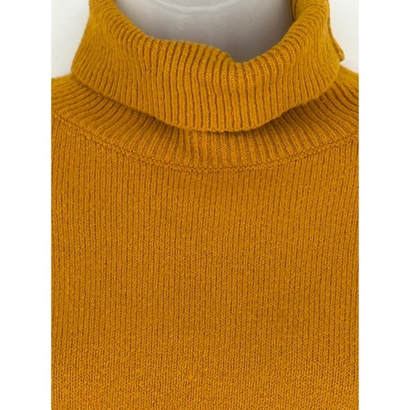 LOFT‎ Mustard Yellow Turtleneck Sweater XS Oversized Cotton Wool Blend 90-49 - Picture 3 of 13